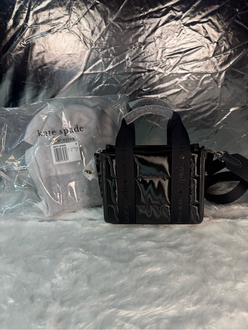 kate spade Black Mini Quilted Patent Crossbody Bag